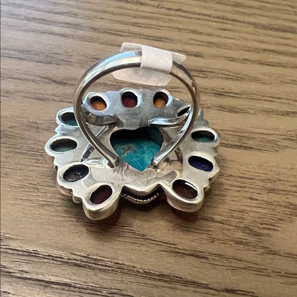 Rainbow Turquoise Statement Sterling Ring